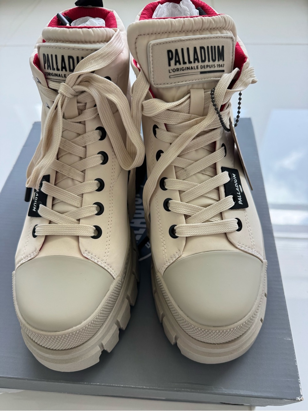 Palladium Women’s Revolt Boot Overcush in Almond Milk